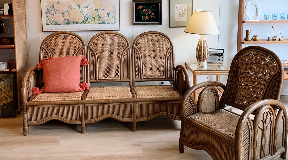 vintage rattan chairs and three-seater in Vancouver, BC from Alma Home & Vintage