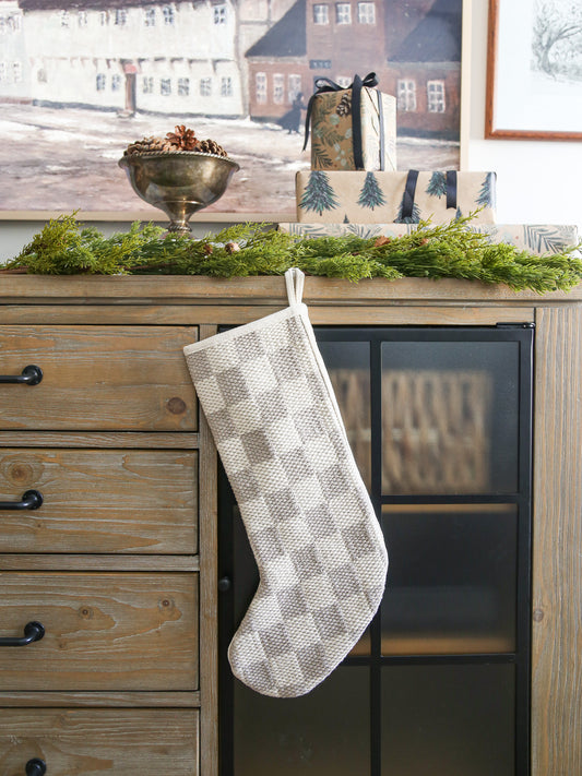 Checkered Christmas Stocking | Grey