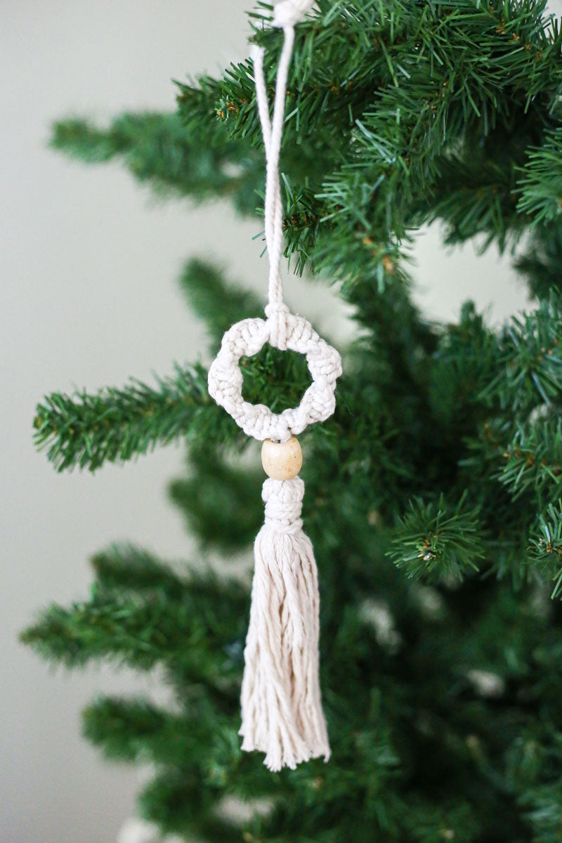 handwoven Christmas tree ornament