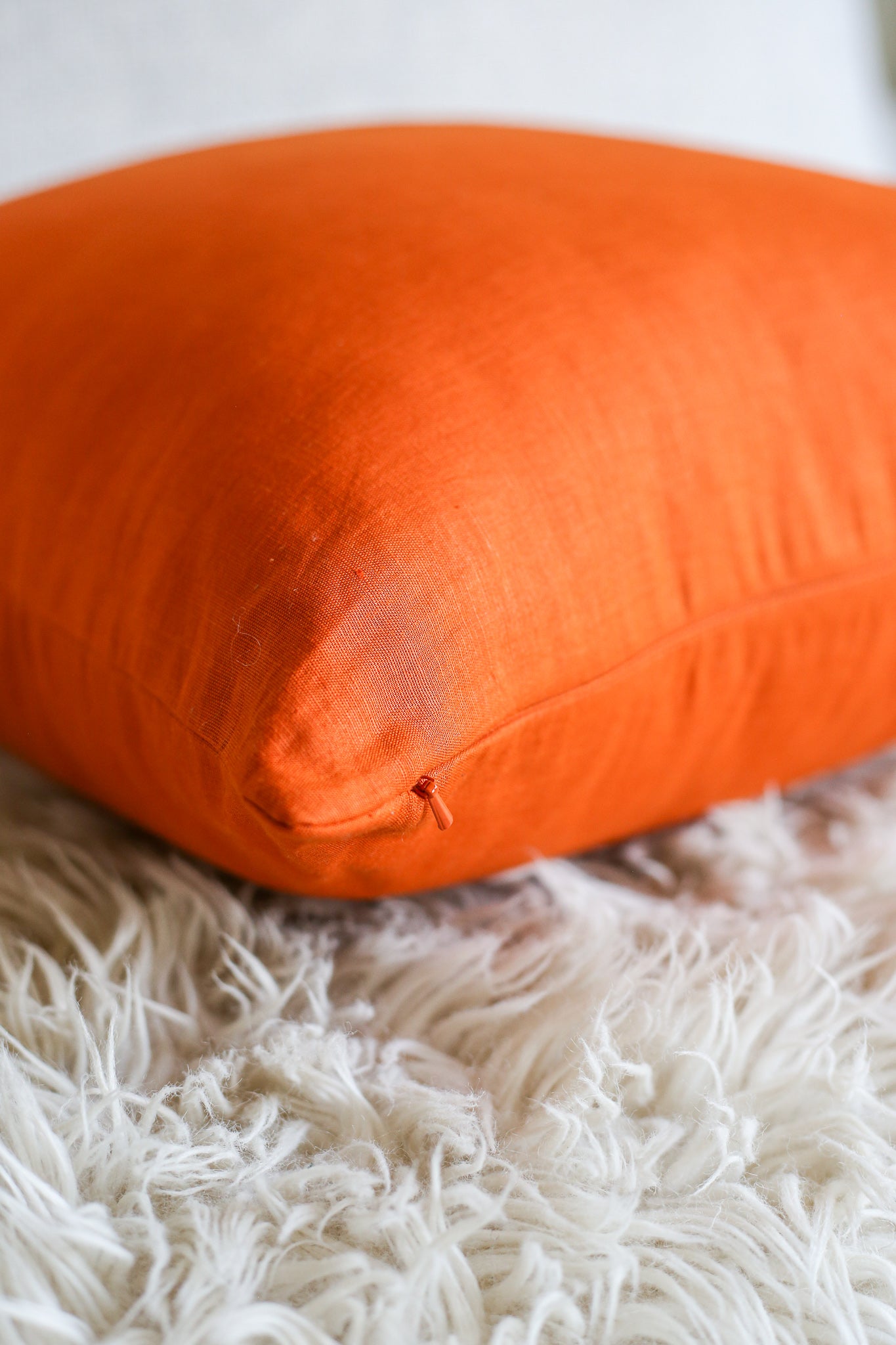 Linen Blend Cushions | Bright Orange