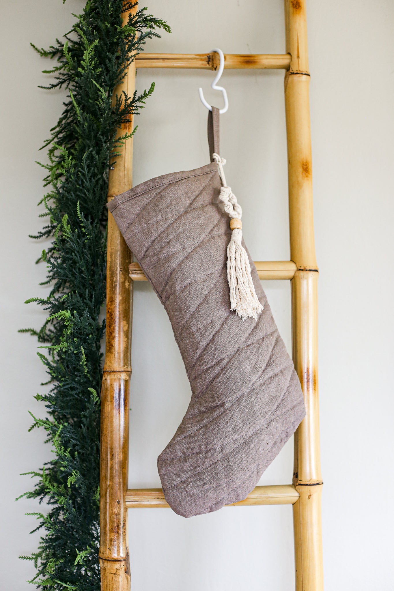 Linen Blend Christmas Stocking | Grey