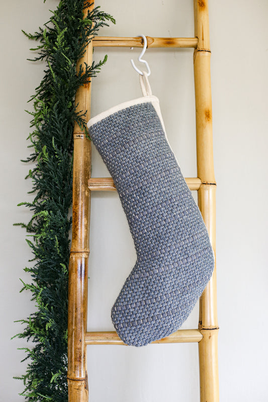 Woven Wool Stocking | Blue Grey