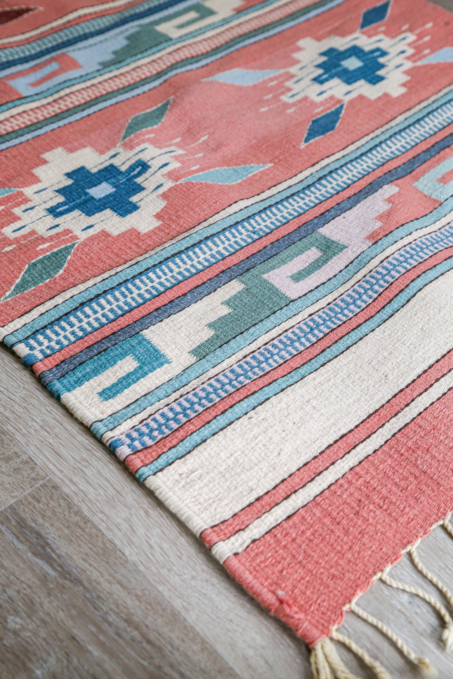 Colorful Mexican Rug | Pink & Blue