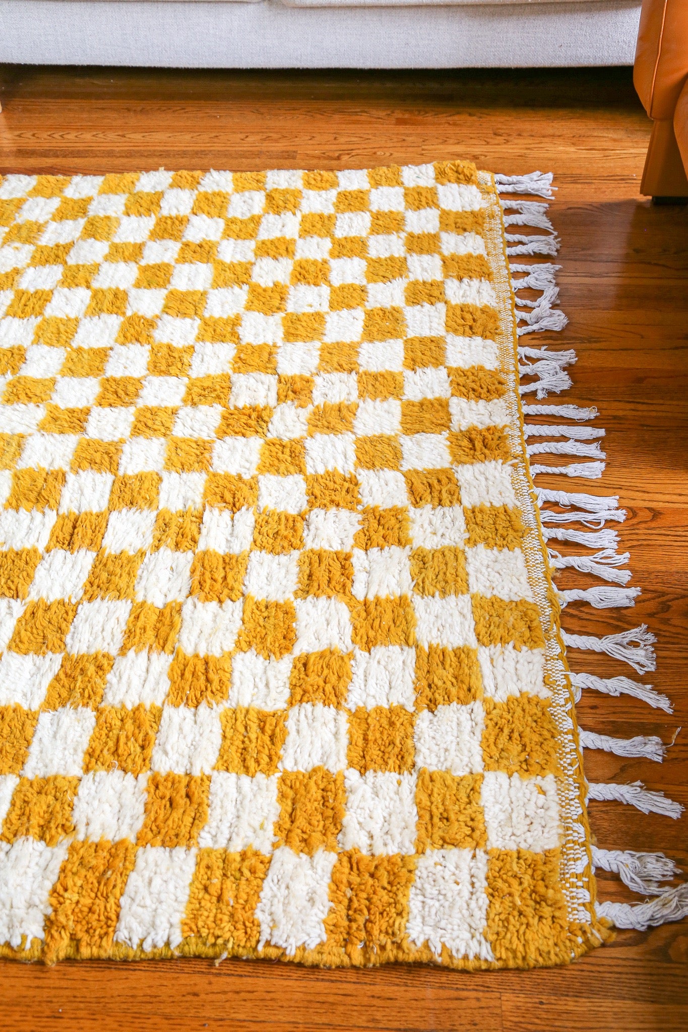 Checkered Rug | Yellow & White